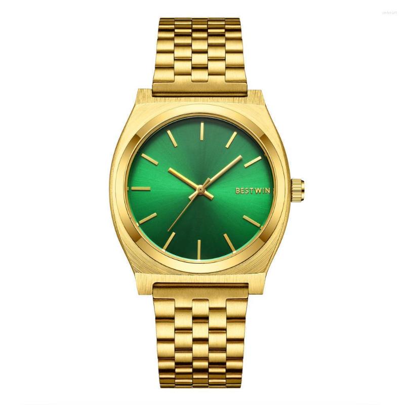 

Wristwatches Luxury Green Big Dial Steel Band Watch For Men Fashion Quartz Waterproof Ladies Relogio Masculino Valentine Gift, B female