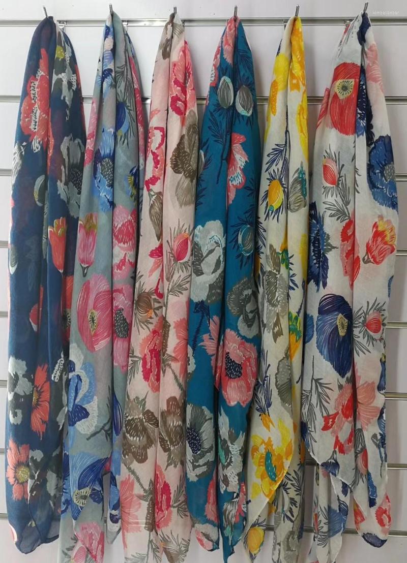 

Scarves 2022 Fashion Women Floral Print And Shawls Poppy Rose Wrap Hijab 3 Color Wholesale 10pcs/lot