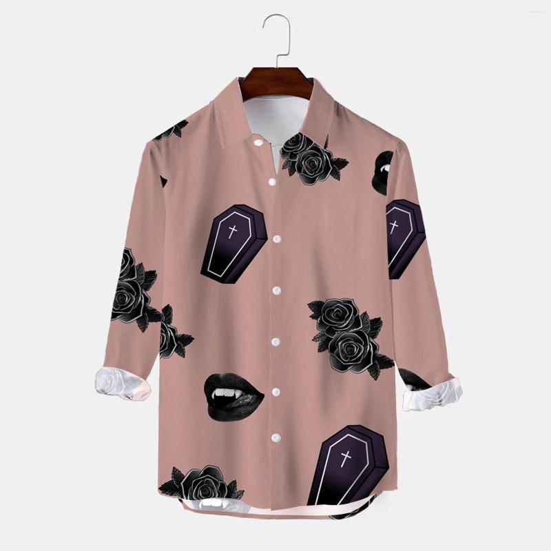

Men's Casual Shirts Dragon Button Down Men Autumn Winter Single Breasted Lapel Full Print Beach Long Sleeve Polyester Spandex, Black