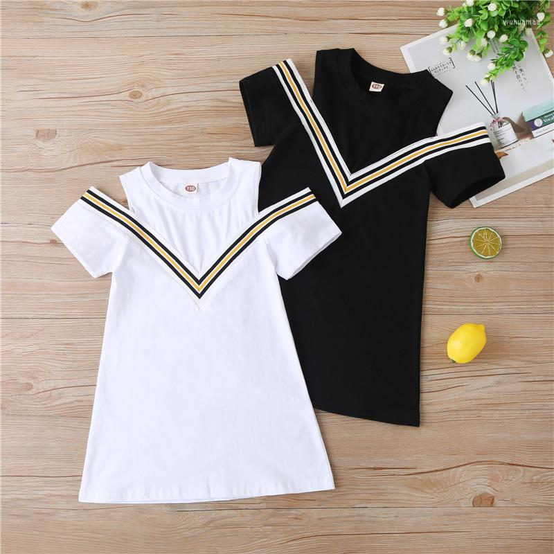 

Girl Dresses Fashion Baby Girls Dress Children 2022 Summer Cotton Clothes Striped Black White Infant 3-12Y