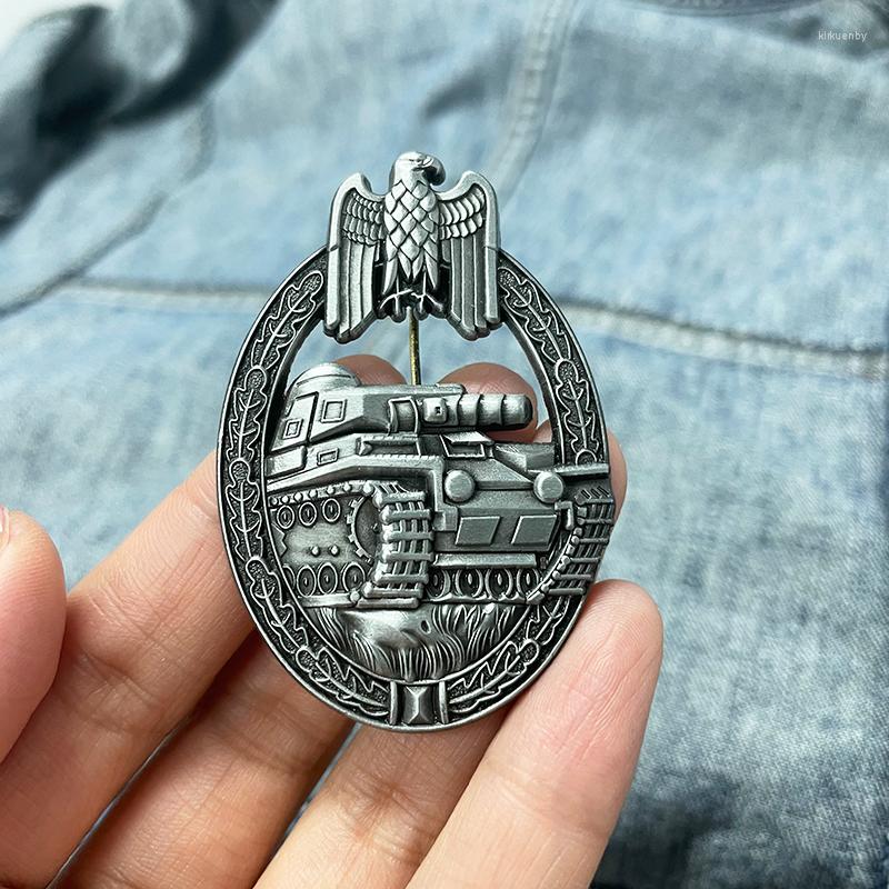

Brooches Panzer Assault Silver Badge Eagle Enamel Pin GERMAN ARMY MILITARY Medal Collection