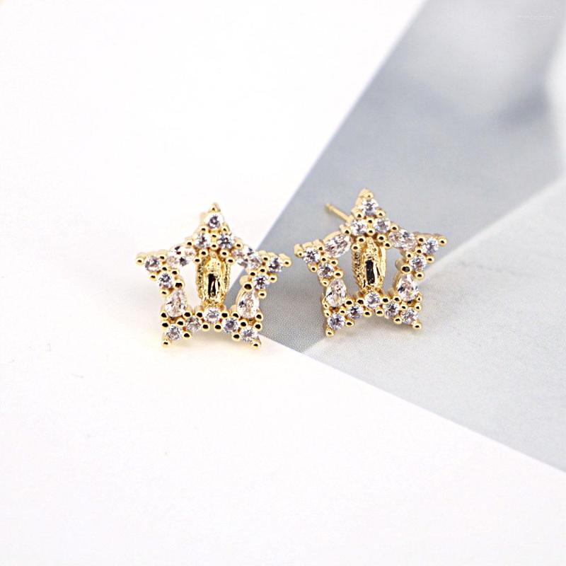 

Stud Earrings 5Pairs Luxury Retro Gold Color Copper Shining Micro Pave CZ Zircon Virgin Mary For Women Girls Fashion Jewelry