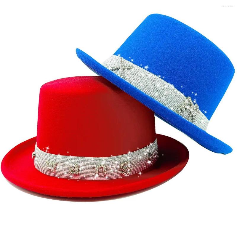 

Berets 12cm High Fedora Flat Top Hat Unisex Jazz Solid Color Fashion Spring Women
