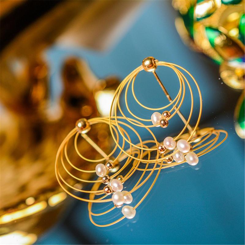 

Stud Earrings Metal Woven Bird's Nest Pearl 14K Gold Filled Vintage For Women And Girls