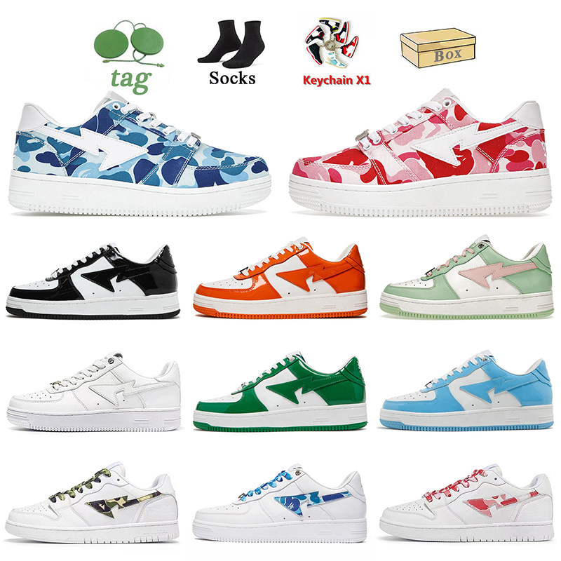 

2023 Men Women Bapestas Running Shoes Sk8 Low Camo Pink Blue White Green Patent Leather Black Orange Pastel Pack Green Sports Sneakers With, A71 white abc camo 36-45