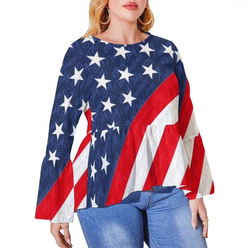 

Shirt Star Flag Pirnt T Shirts USA 4th Of July Independence Day Cute Long-Sleeve Streetwear Tshir Top Tees Plus Size 4XL 5XL, Style-6