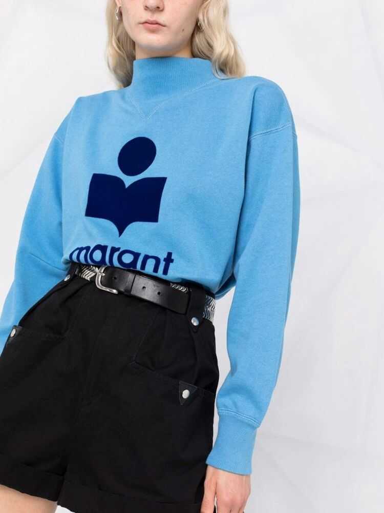 

Isabel Marant High Collar Women Sweatshirt Classic Flocking Print Cotton Sweater Fashion Hoodie, Brown