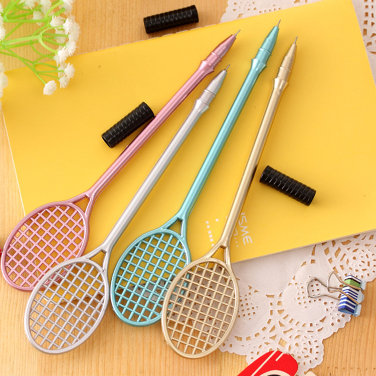 

Markers 40 PCS Creative Tennis Racket Metal Color Gel Pen Black 05mm Student Neutral Pen Wholesale Student Stationery Factory 221111