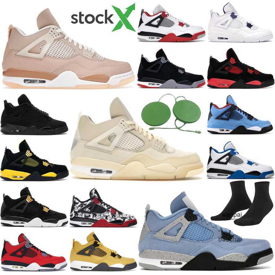 

2023 Jumpman basketball shoes mens 4 4s University Blue Sail Oreo retro Black Cat Canvas Fire Red Thunder White Bred Infrared Zen Master, # 12
