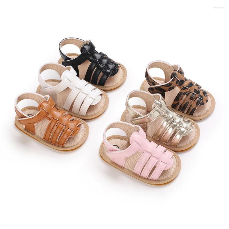 

First Walkers Summer Baby Boys Girls Infant Toddler Non-slip Flat Soft-sole Crib Shoes Children's PU Moccasins Sandal, Black