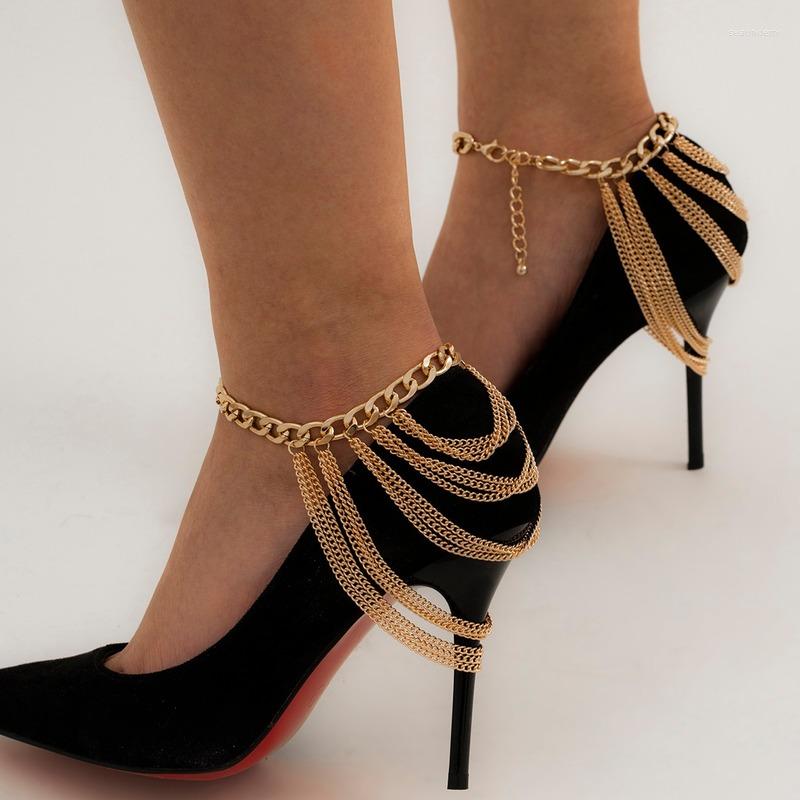 

Anklets 1pcs Fashion Multilayer Chain High Heel Shoe Simple Foot Ankle Beach Jewelry Bracelet For Women Girl Anklet Gift