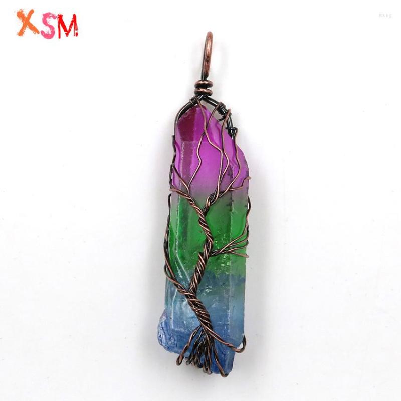 

Pendant Necklaces Xinshangmie Fashion Vintage Irregular Handmade Natural/Rainbow Stone Tree Of Life Women Men Jewelry 1Pcs