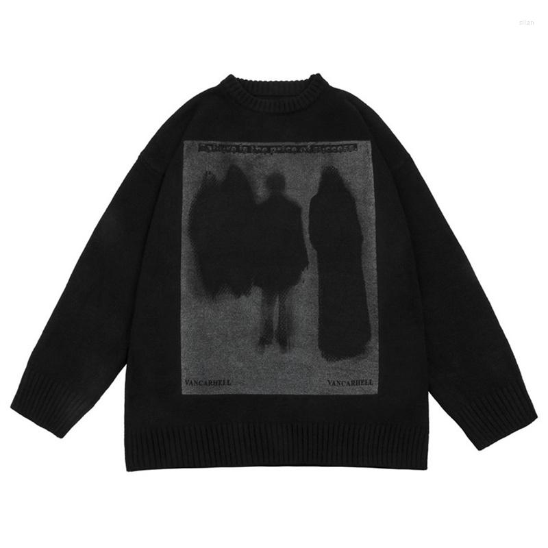 

Men's Sweaters Graphic Printed Autumn Men Oversized Knitted Jumper Harajuku Loose Fashion Vintage Streetwear Shadow Sweater Pullovers, White