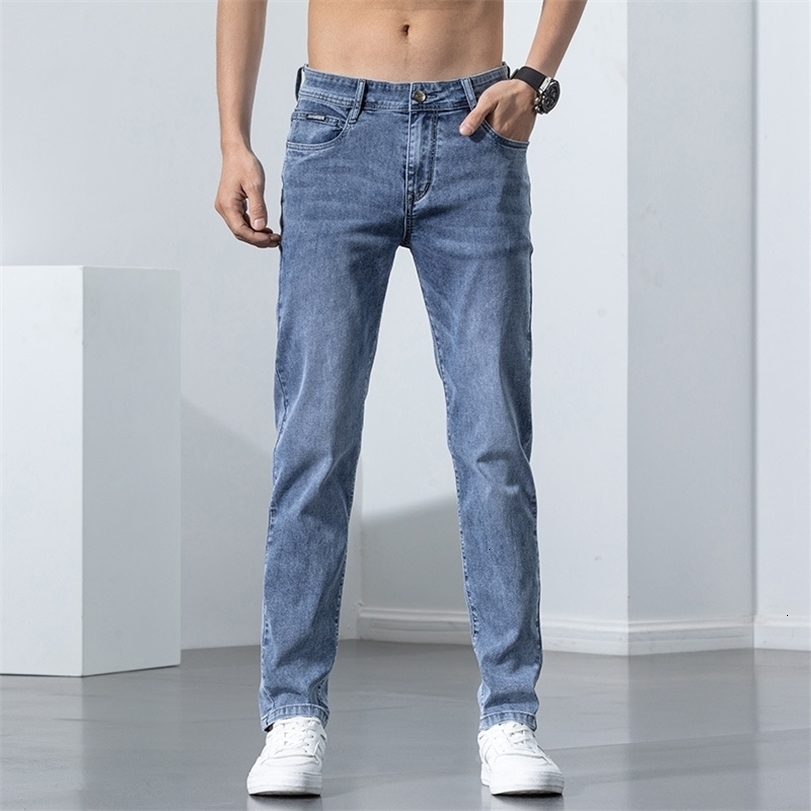 

Mens Jeans Stretch Skinny Spring Fashion Casual Cotton Denim Slim Fit Pants Male Trousers 221113, Blue
