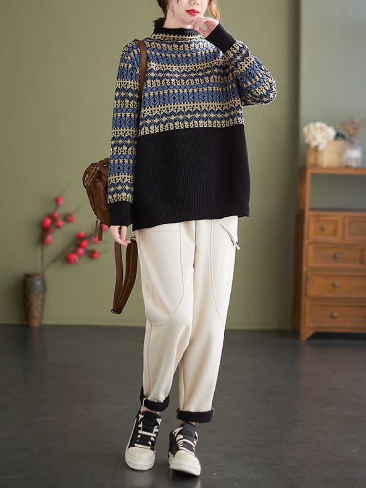 

Women's Sweaters Winter Clothes Women Sweater Korean Fashion In LOOSE Knit Pulls Vintage OverSized Thick Sweaters Long Sleeve Top Jersey 221111, Black