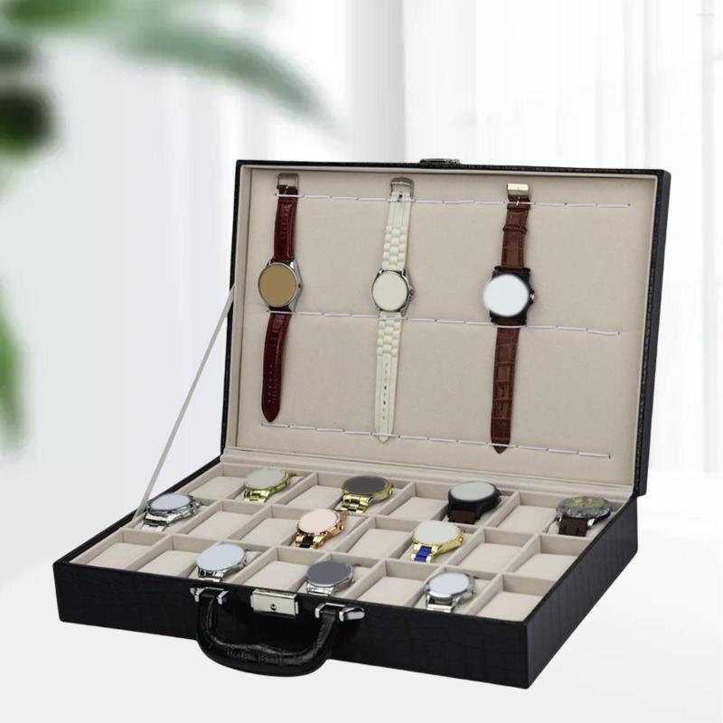 

Watch Boxes 36 Slot Box Gifts W/Sturdy Hinges Watches Organizer Collection Display Case