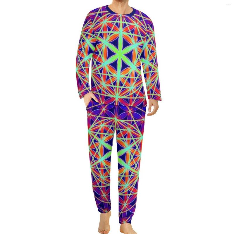 

Men' Sleepwear Sacred Geo Print Pajamas Long Sleeve Flower Of Life 2 Pieces Room Pajama Sets Autumn Male Lovely Oversize, Style-14