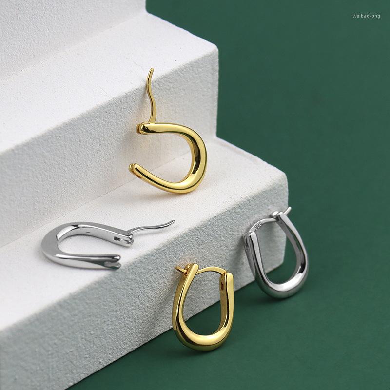 

Hoop Earrings WTLTC Simple Metal U Shaped For Women Statement Minimalist Small Hoops Retro Geometric Charms