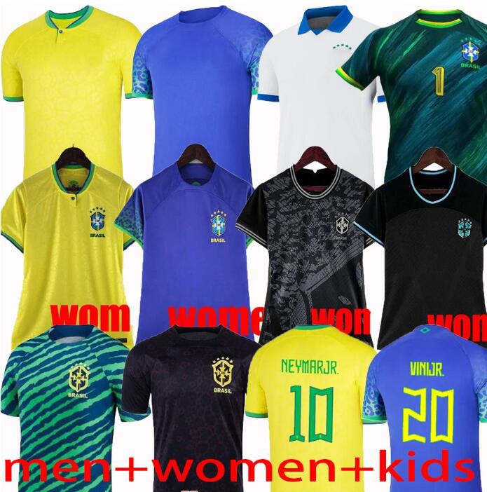 

Brasil 2022 NEYMAR soccer jerseys Brazilian kids kit RICHARLISON VINI JR. L.PAQUETA G.JESUS CASEMIRO P.COUTINHO RONALDO RONALDINHO football kids kit sock, Men away 2022+patch