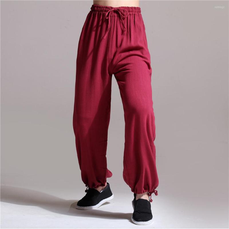 

Active Pants Spring Men Sweatpant Linen Loose Long Wide Leg Harem Bloomer Sport Pant Running Jogger Fitness Casual Tai Chi Activewear, Black