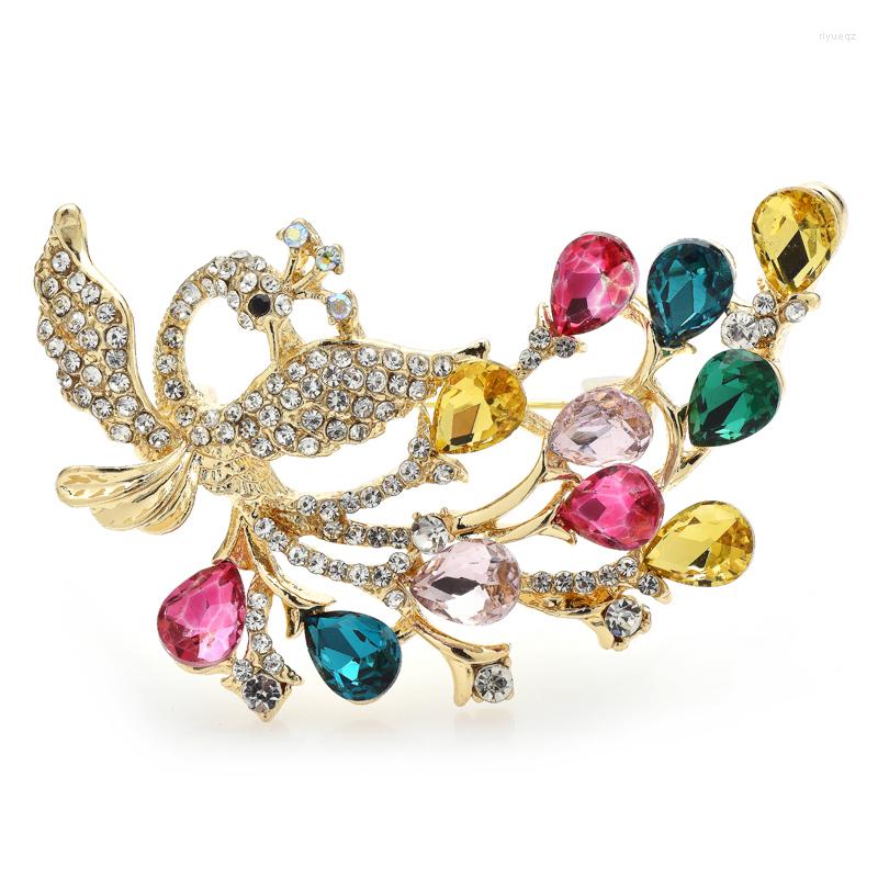 

Brooches Wuli&baby Flying Phoenix Women Multicolor Rhinestone Beauty Bird Party Office Brooch Pin Gifts