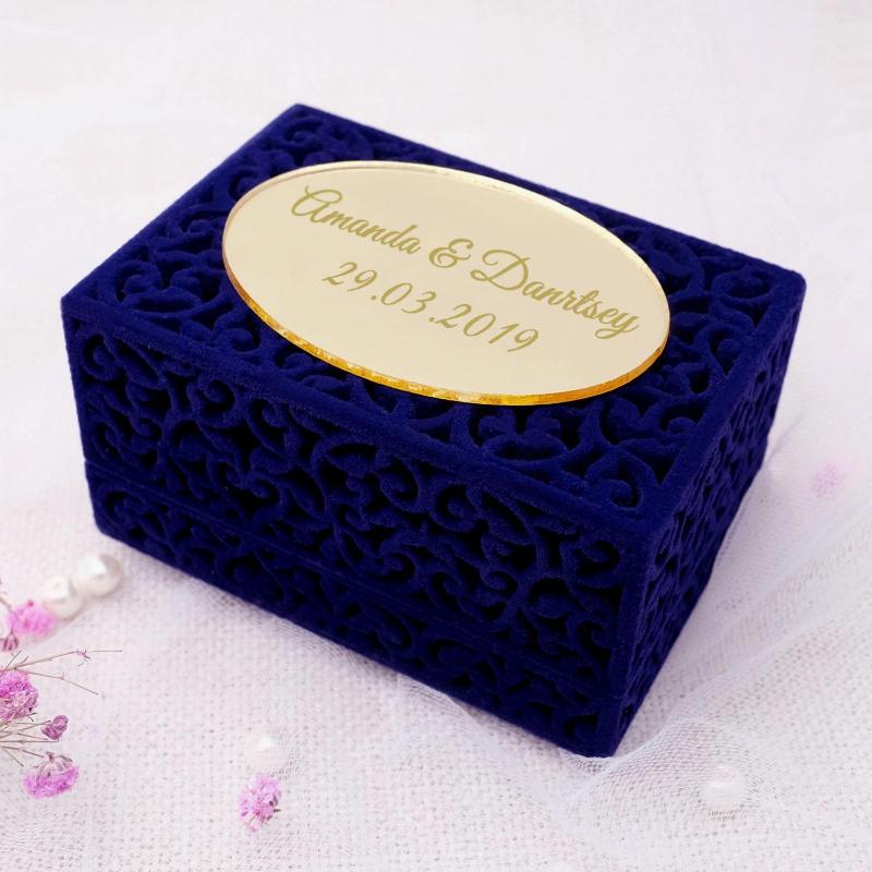 

Jewelry Pouches Velvet Ring Box Personalized Wedding Custom Holder Engagement Proposal Gifts