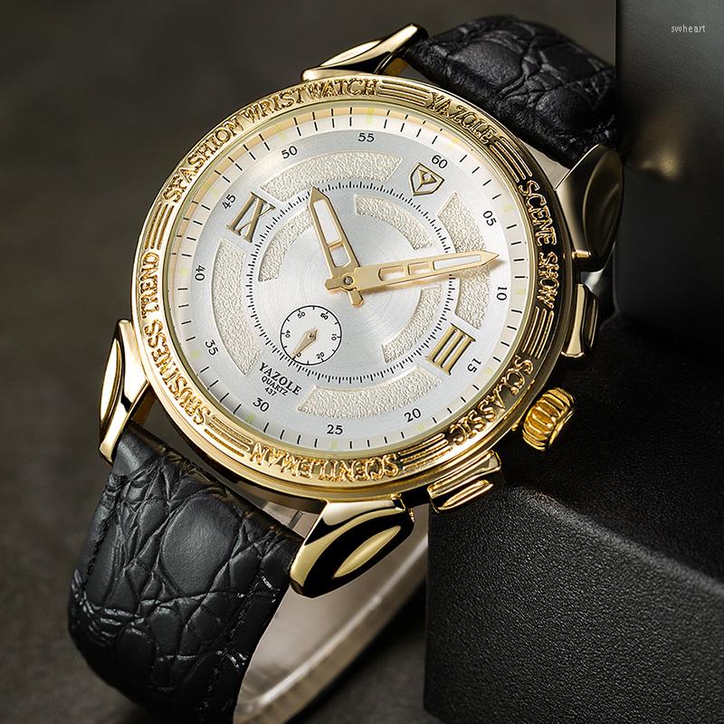

Wristwatches Yazole Brand Trendy Men's Quartz Watch Two And A Half Needle Luminous Belt Waterproof