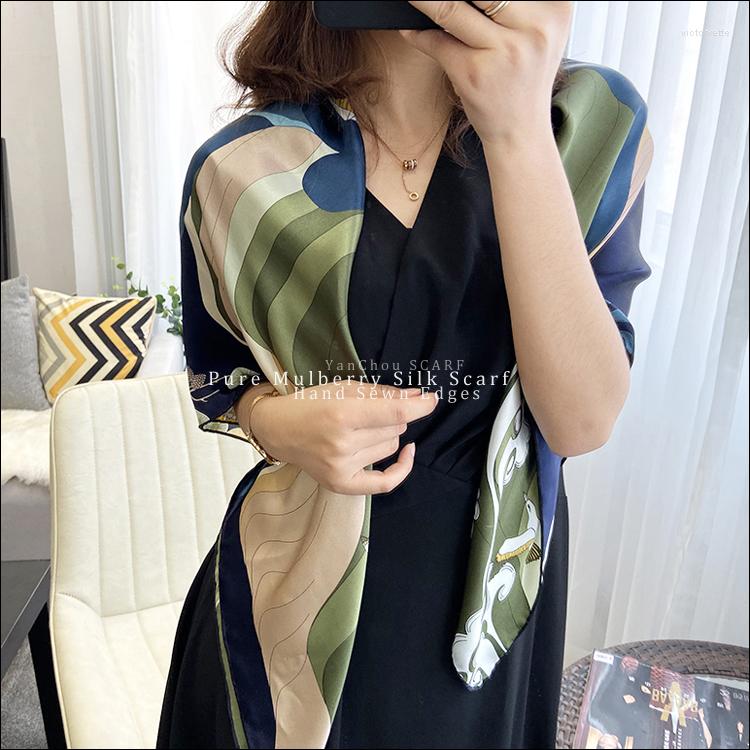 

Scarves Satin Silk Scarf Women Large Mulberry-Scarf Wrap Shawls 110 Square Hand Rolled Edges 110cm