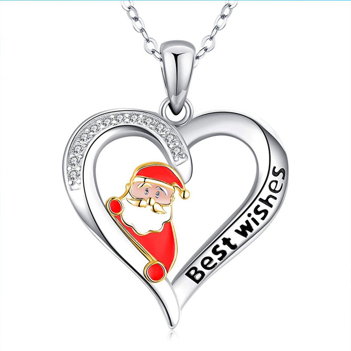

12Pcs Fashion Creative Santa Claus Love Necklace Christmas Gift