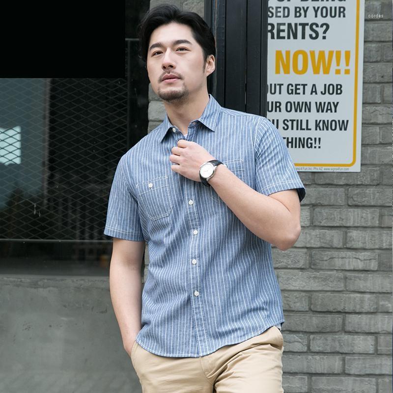 

Men's Casual Shirts Cotton Men Summer Arrival Fashion Vertical Stripe Short Sleeve Shirt Trendy Youth Plus Size MLXL2XL3XL4XL5XL6XL, Tk2