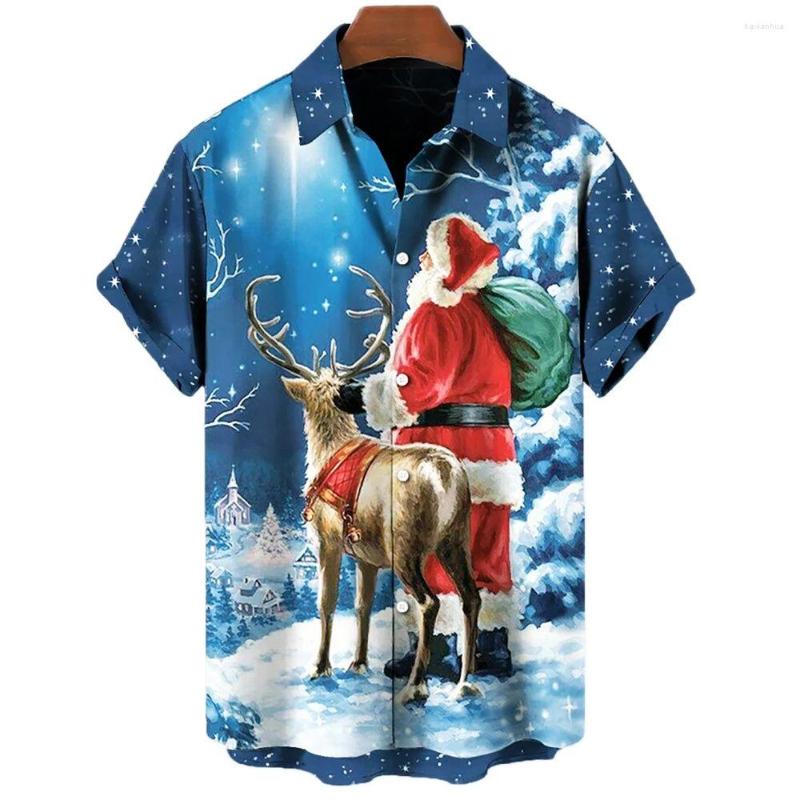 

Men' Casual Shirts Fashion Mens Short Sleeve Hawaiian Shirt Tops Christmas Santa 3D Print Blouse Plus Size Summer Beach For Men 5XL, Ofsq-00722