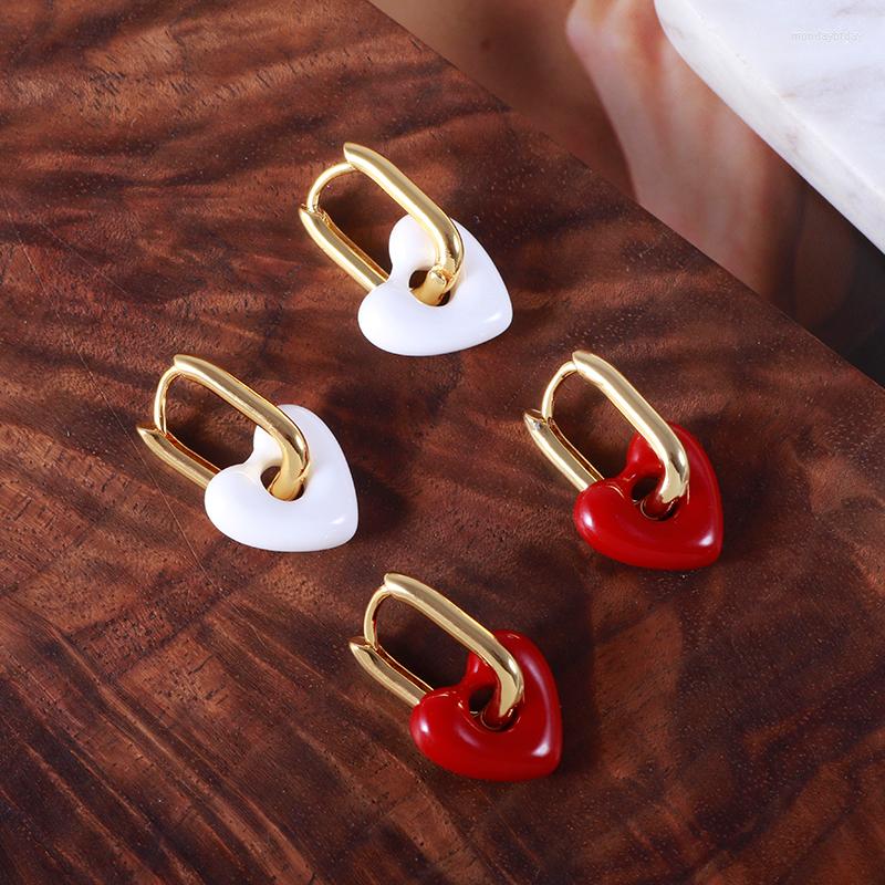 

Stud Earrings Classic Little Heart Enamel Red And White U-Shaped