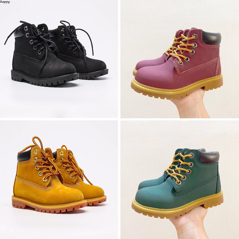 

2022 Designer Ankle Platform Kids Leather Shoes land Boots Winter Boot for Cowboy Yellow Red Blue Black Pink Hiking Work Motorcycle sneakers size 26-35 OG Quality, Color 2