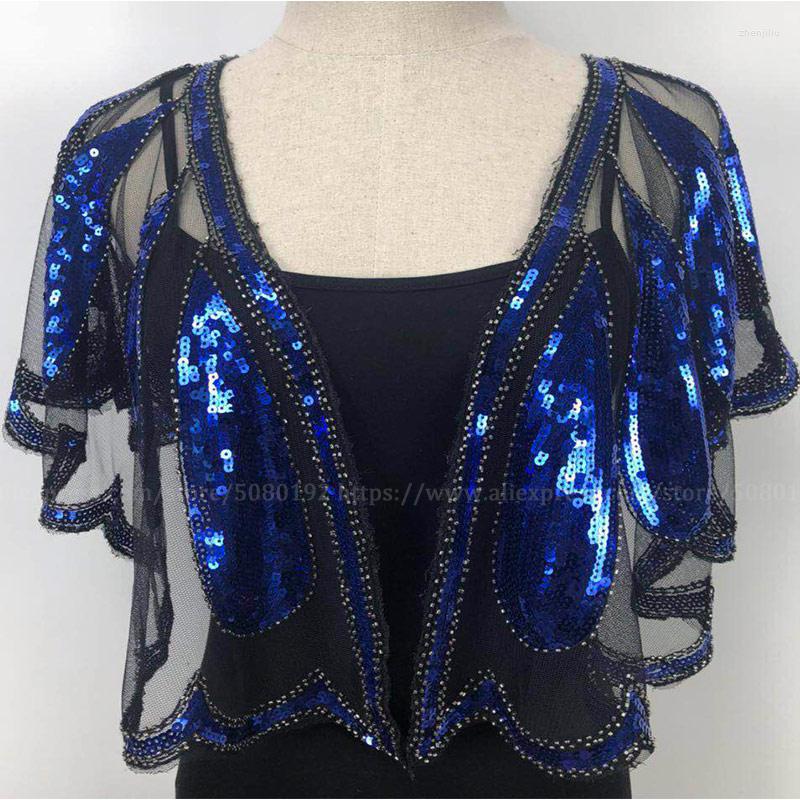 

Scarves Women's 1920s Wedding Shawl Wraps Sequin Beaded Evening Cape Bridal Bolero Flapper Cover Up Sunscreen Capelet Gold/Black
