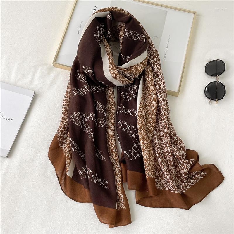 

Scarves Print Cotton Women Shawl Scarf Luxury Pashmina Autumn Winter Warm Hijab Foulard Muslim Headscarf Neck Bandana 2022