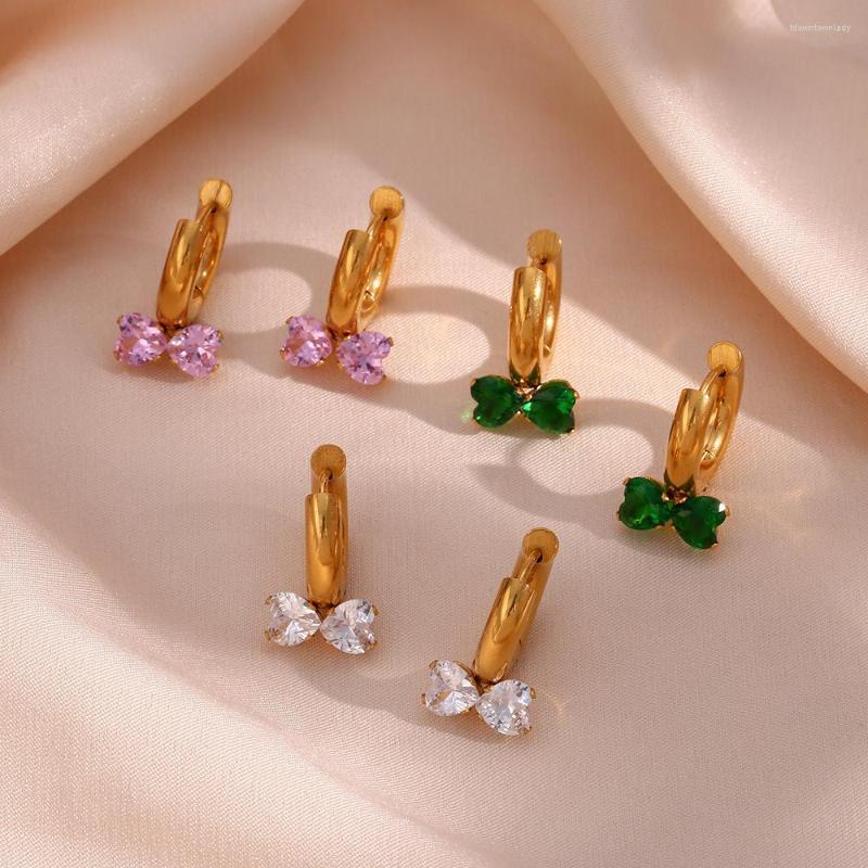 

Hoop Earrings Stainless Steel Colorful Bow Tie Zircon For Women Tarnish Free Waterproof Huggie Jewelry Gifts