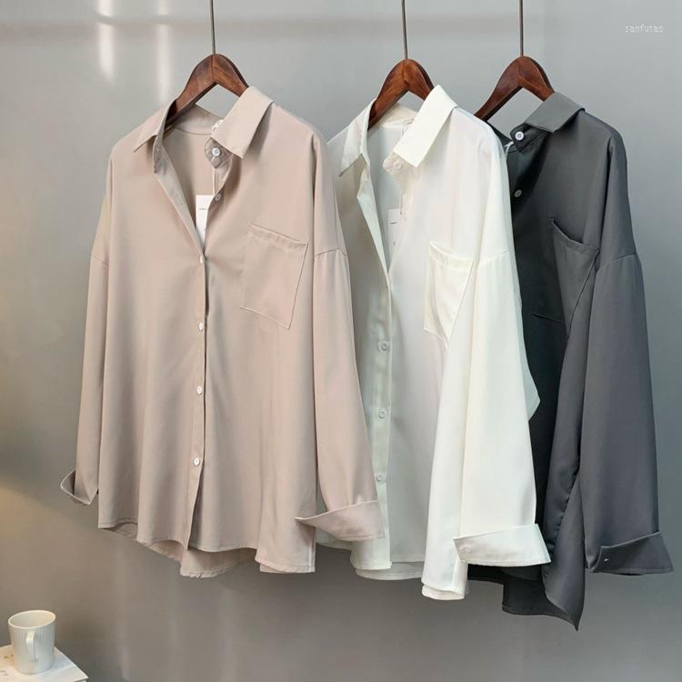 

Women's Blouses Obrix Light Female Casual Shirt Long Office Lady Thin Loose Blouse Cool Fashion Outfit For Women, Gray