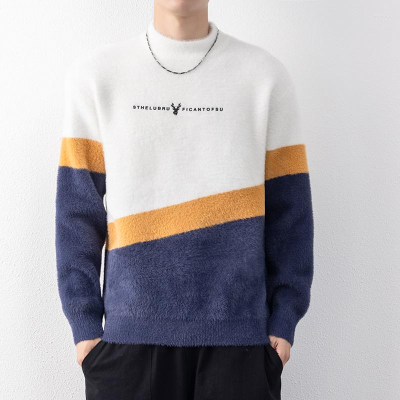 

Men's Sweaters 2022 Winter Brand Fashion Mink Cashmere Sweater Men High Quality Casual Knitted Pullovers Male Thick Warm Slim Fit, Black t8354