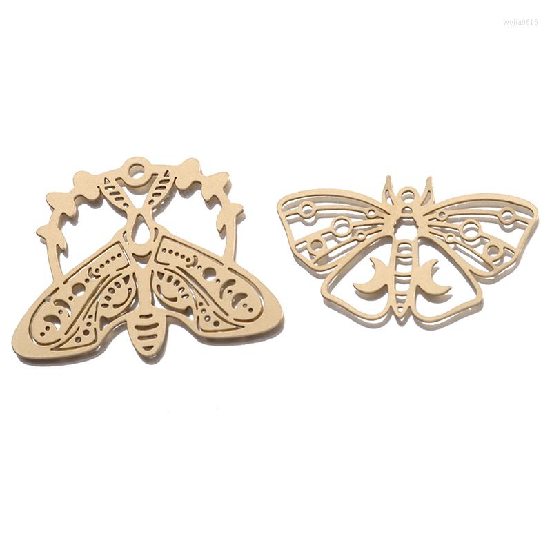 

Charms Raw Brass Moth Celestial Butterfly Pendant Crescent Moon On For DIY Jewelry Fiindings Making Decoration