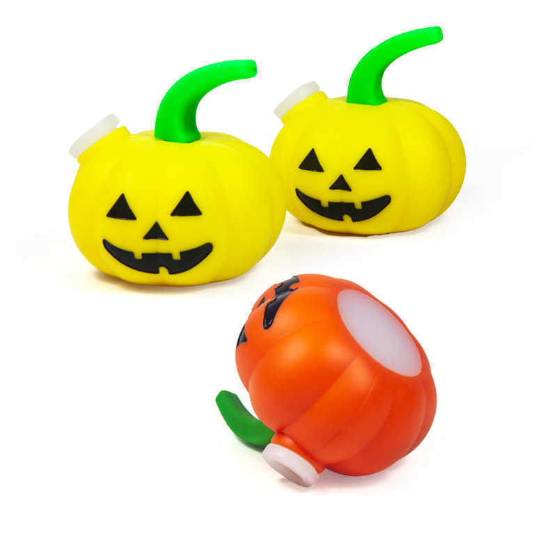 

Pumpkin shape Hookahs Christmas Silicone Bong with transperant glass bowl colorful 137g Silicone smoking water pipes