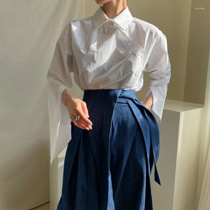 

Women's Blouses Autumn Elegant Casual Women Versatile Commute Lapel Contrasting Colors Stripe Women's Loose Long Sleeve Tops 2022, Blue