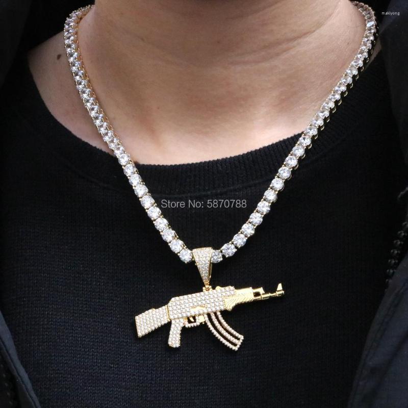 

Pendant Necklaces Hip Hop Gold Plated Gun Iced Out Hiphop Style