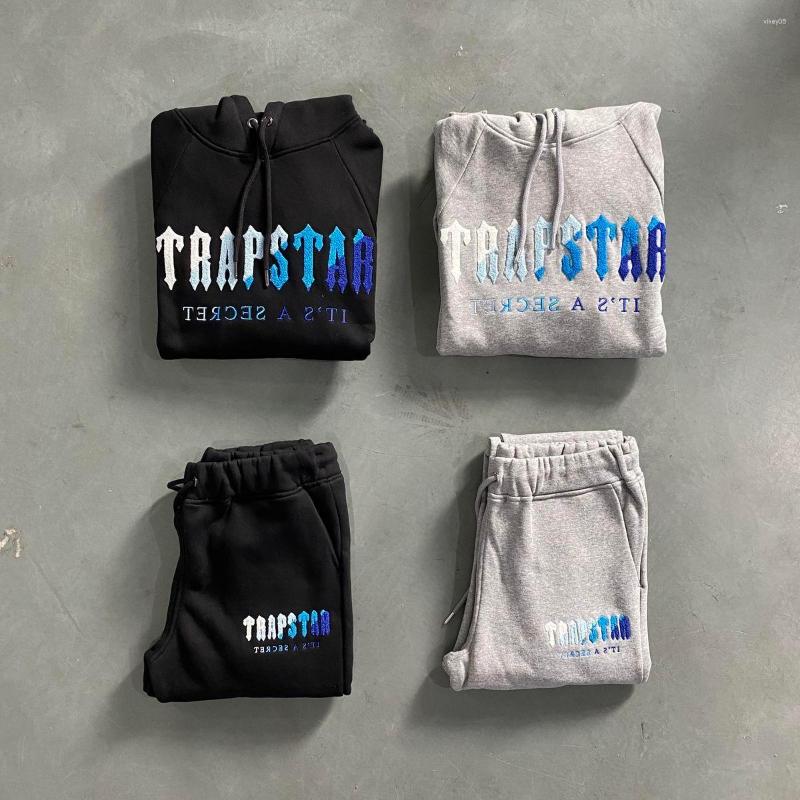 

Men' Tracksuits 22ss Men Designer Trapstar Activewear Hoodie Chenille Set - Ice Flavours 2.0 Edition 1to1 Top Quality Embroidered Size, Gray
