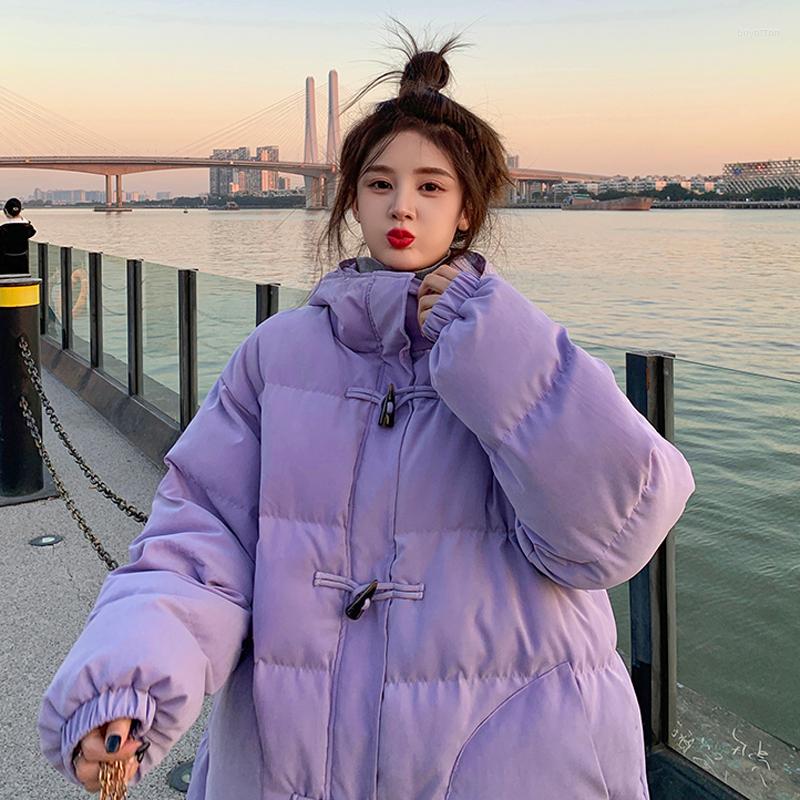 

Women's Down Horn Buckle Hooded Padded Jacket Winter Korean Version 2022 Thick Design Sense Large Size Long-sleeved Women, Pink