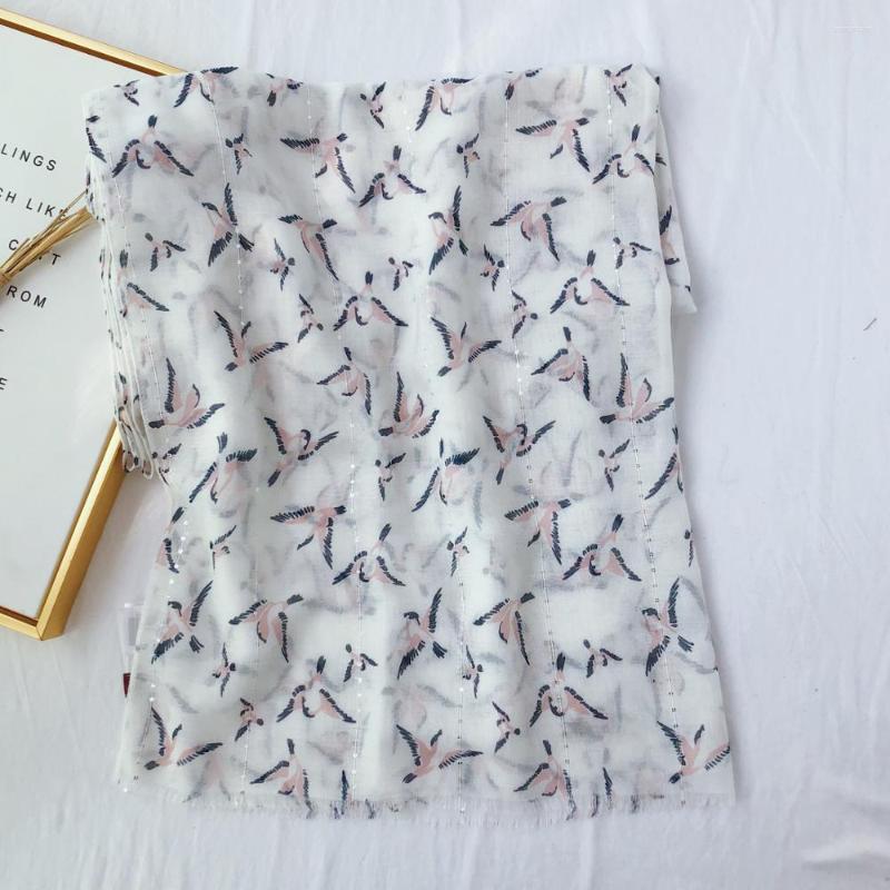 

Scarves 2022 Fashion Bird Print Fringe Shawls Long Women Soft Animal Sequin Beach Wrap Scarf Hijab