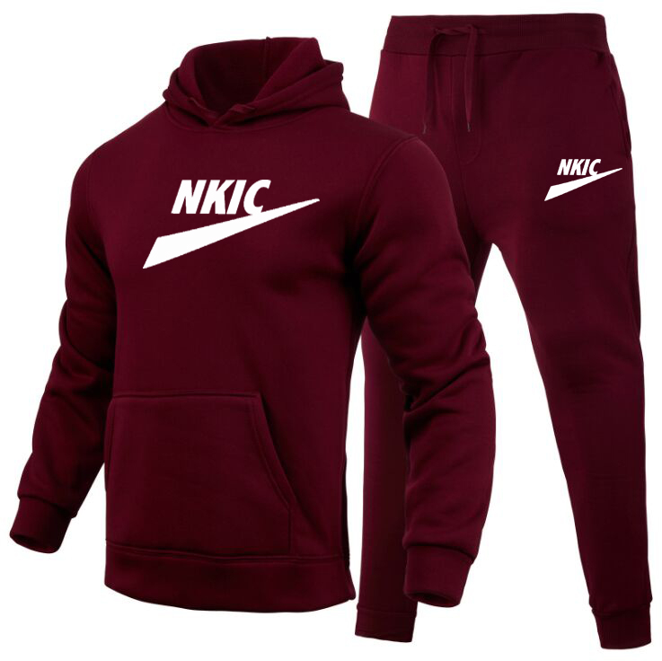 

Fashion Men's Tracksuit Sets New Print Hooded Jacket Pants Suit Casual Sportswear Sets Male Brand LOGO Print, 14