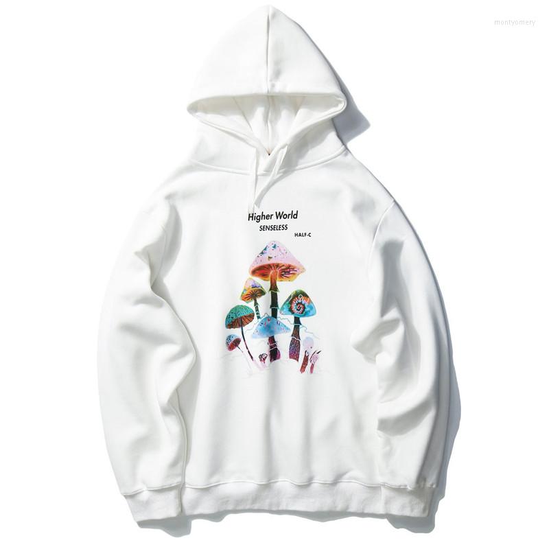 

Men' Hoodies GONTHWID Colorful Mushroom Print Hooded Sweatshirts Streetwear 2022 Harajuku Casual Pullover Hoodie Mens Fashion Tops, Black