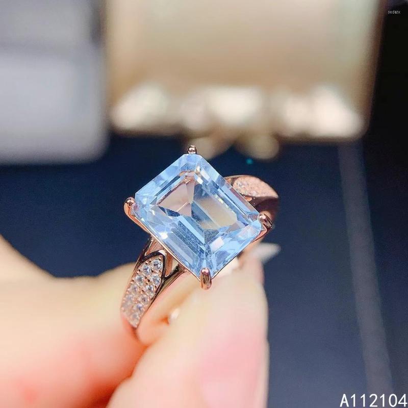 

Cluster Rings KJJEAXCMY Fine Jewelry 925 Sterling Silver Inlaid Natural Sky Blue Topaz Women Men Noble Vintage Rectangle Adjustable Gem Ring