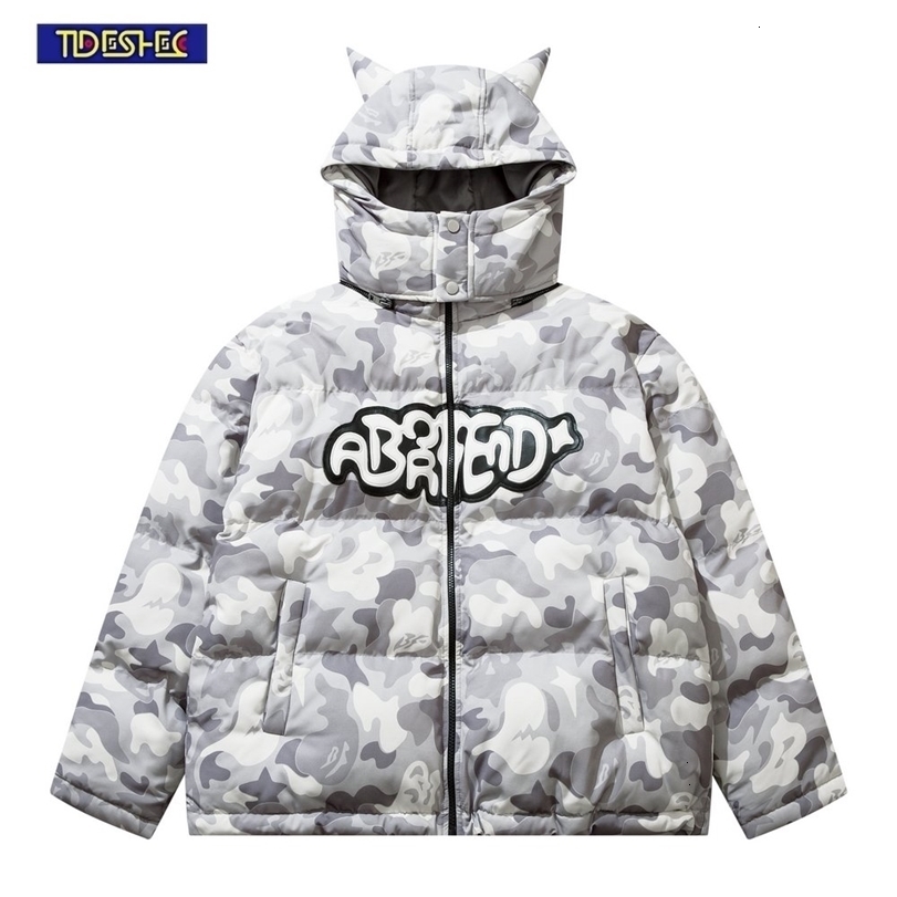 

Mens Jackets Men Hip Hop Parka Streetwear Little Devil Designer Hood Padded Coat Harajuku Winter Thick Warm Outwear 221112, As the picture