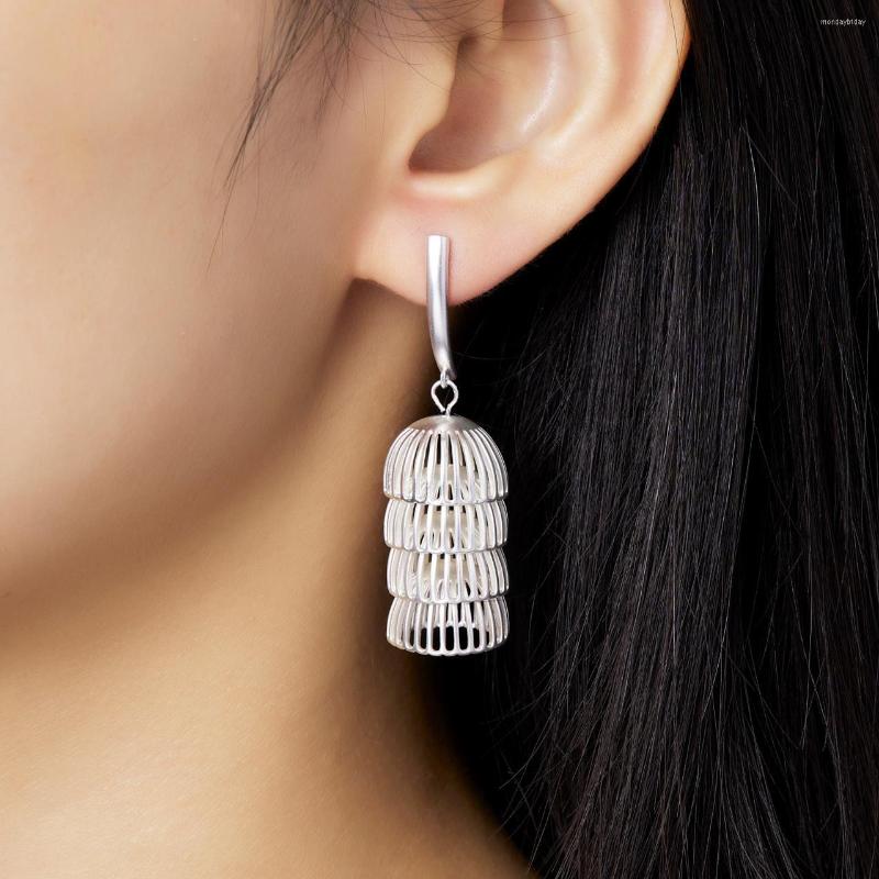 

Stud Earrings Niche Pearl Flower Hollow Semicircle Lantern